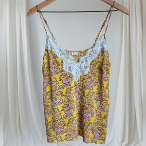 FREE PEOPLE Intimately Lace Trim Cami Paisley Print Size XS